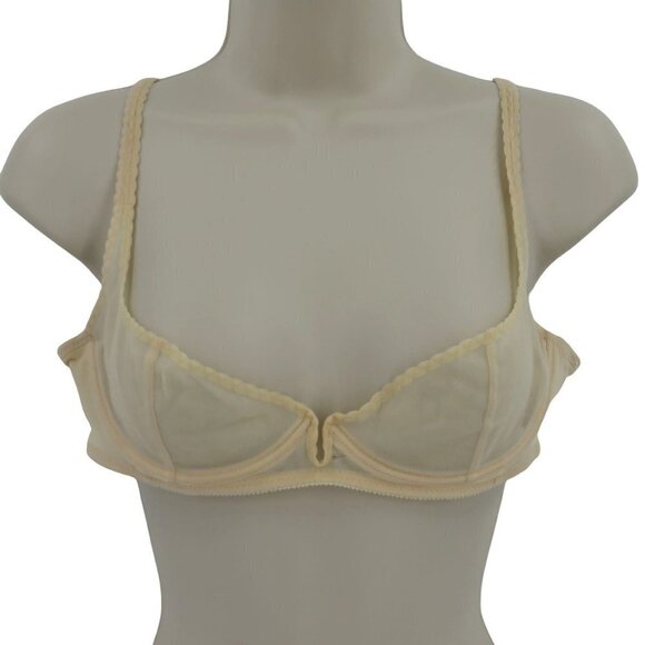 Vintage Fredericks of Hollywood 36C Cream Sheer Mesh Underwire Demi Bra Unlined